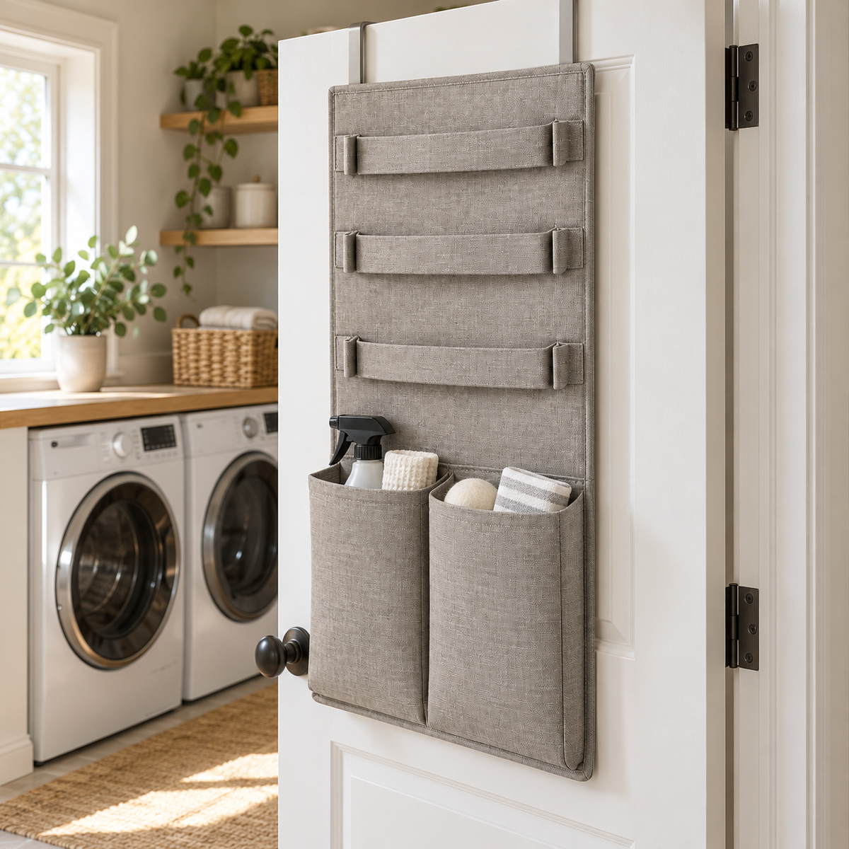 Over-Door Utility Organizer with Pockets and Straps