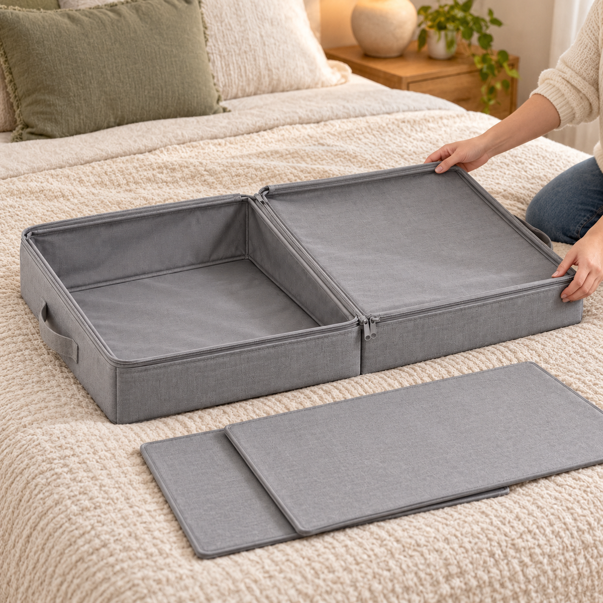 Dual-Compartment Underbed Storage Case