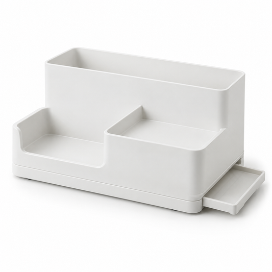 Stepped Bathroom Counter Organizer with Removable Tray