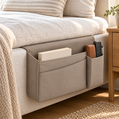 Bedside Storage Caddy with Mattress Anchor