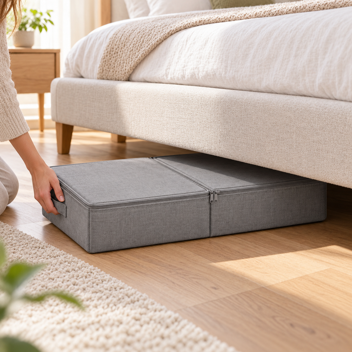 Dual-Compartment Underbed Storage Case