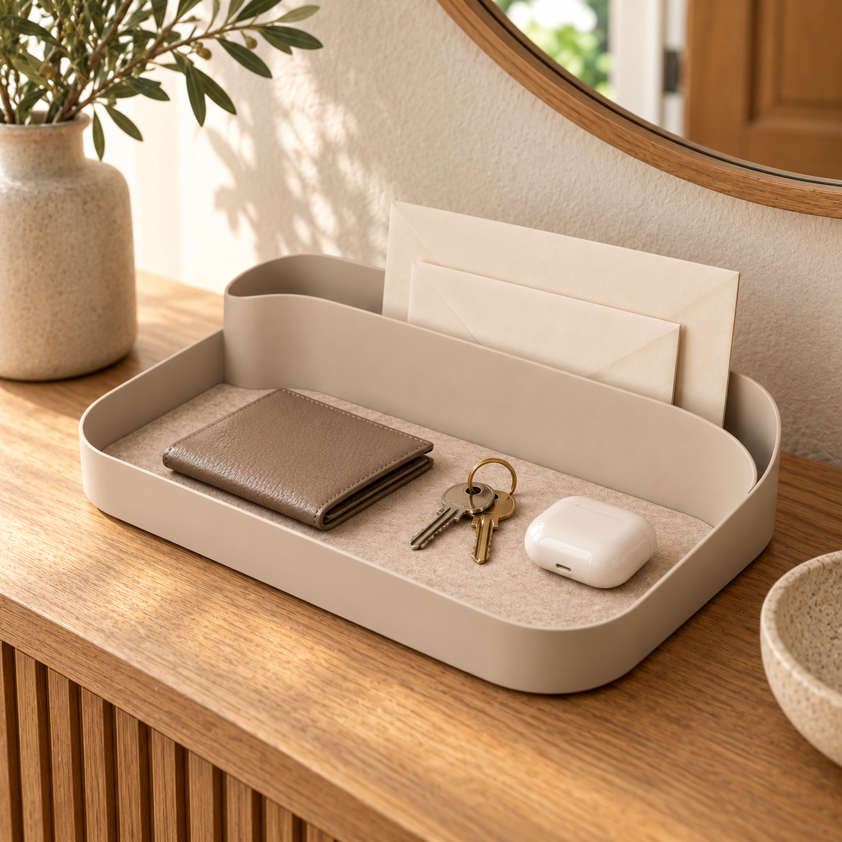 Entryway Organizer Tray with Mail Slot