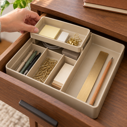 Layered Drawer Organizer with Lift-Out Tray