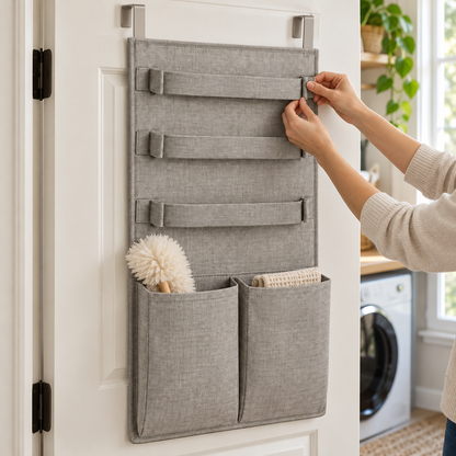 Over-Door Utility Organizer with Pockets and Straps