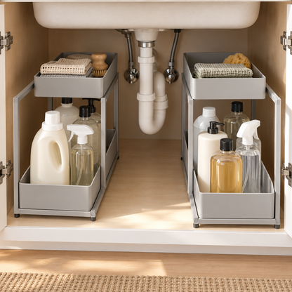 Two-Piece Under-Sink Shelf Organizer Set