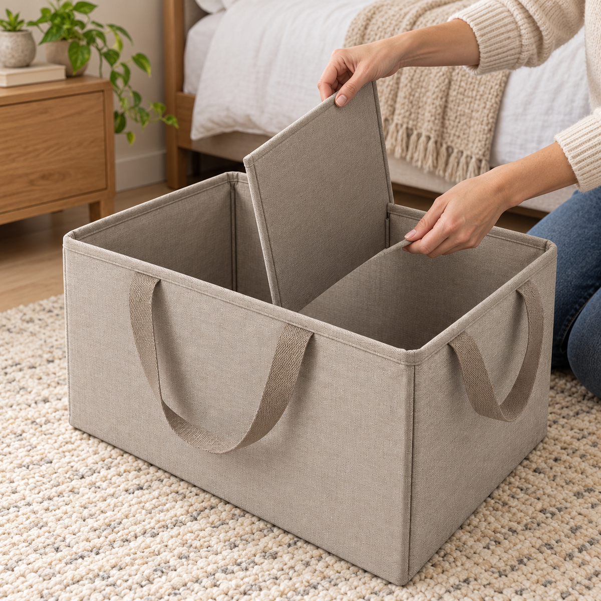 Folding Laundry Basket with Removable Divider