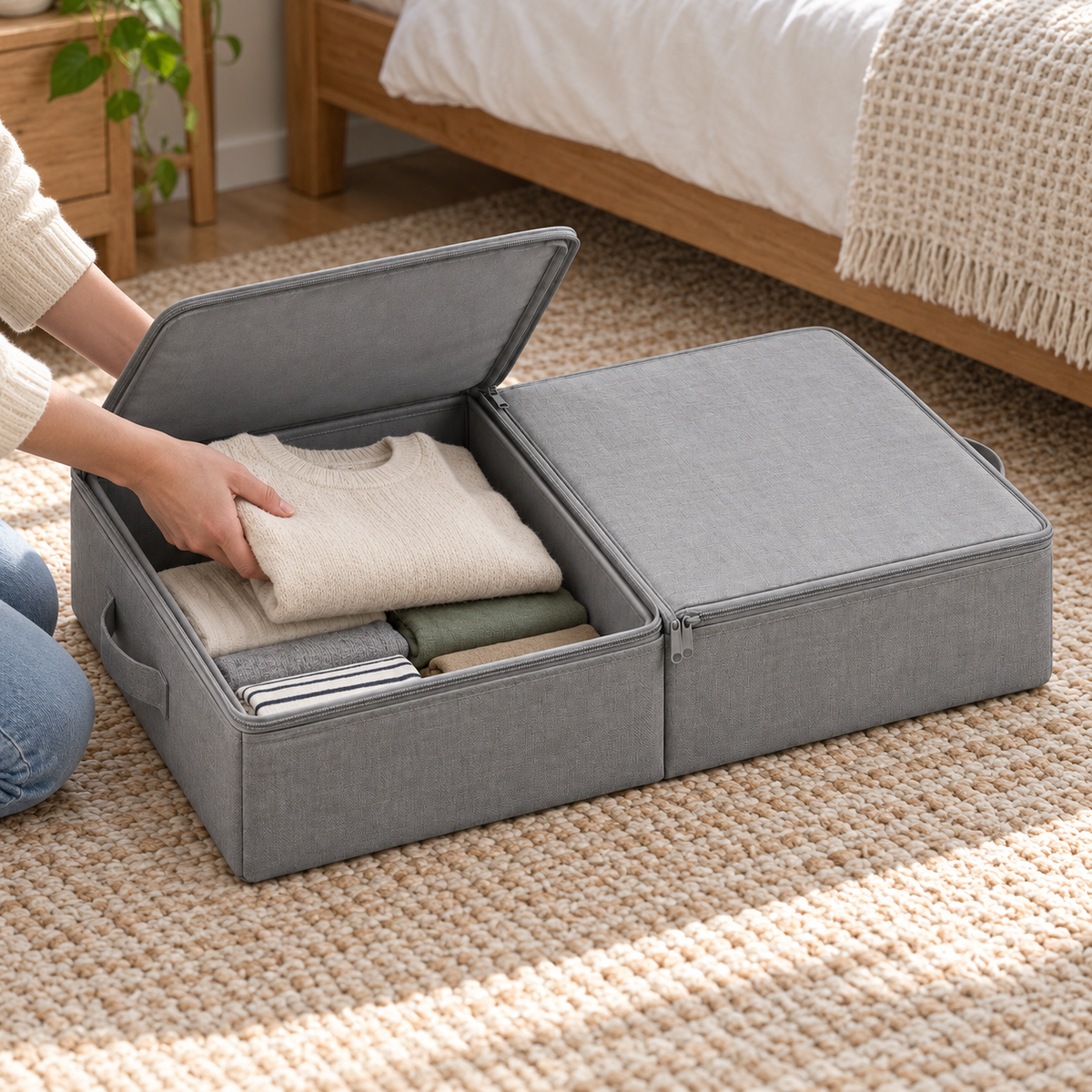 Dual-Compartment Underbed Storage Case