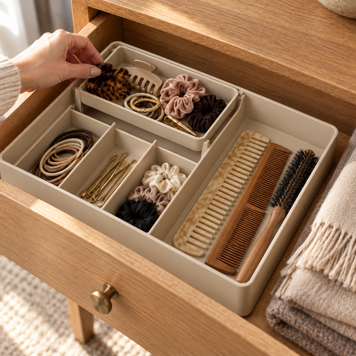 Layered Drawer Organizer with Lift-Out Tray