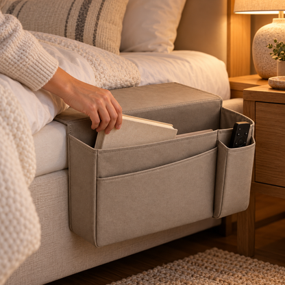 Bedside Storage Caddy with Mattress Anchor