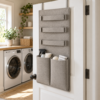 Over-Door Utility Organizer with Pockets and Straps