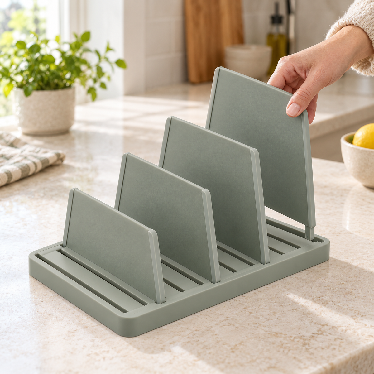 Adjustable Cabinet Organizer for Boards and Lids