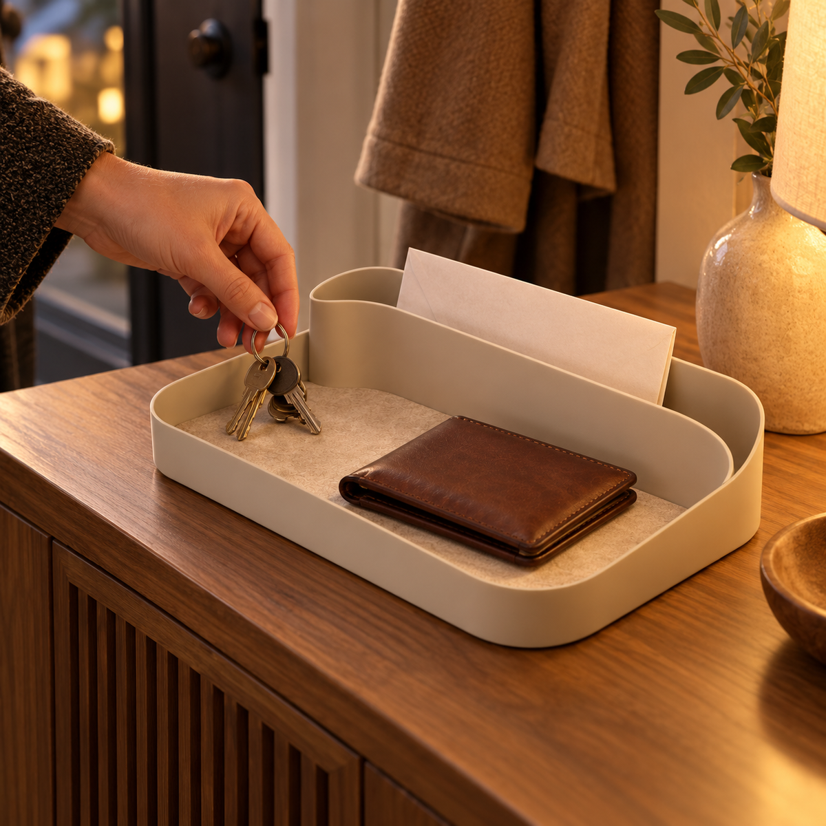 Entryway Organizer Tray with Mail Slot